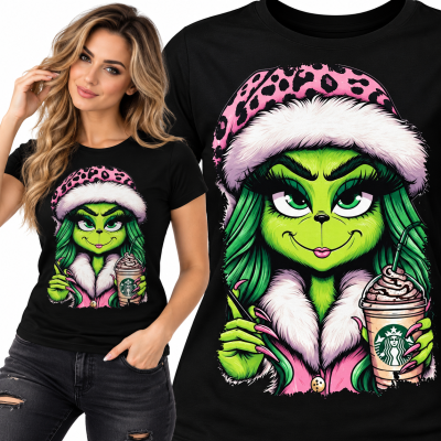 KOSZULKA DAMSKA ŚWIĄTECZNA  GRINCH STAR